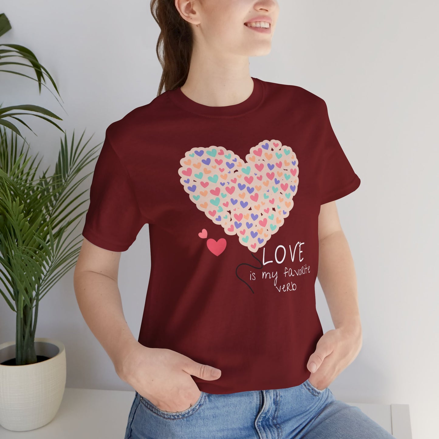 Love is my favorite verb Unisex Jersey Short Sleeve Tee