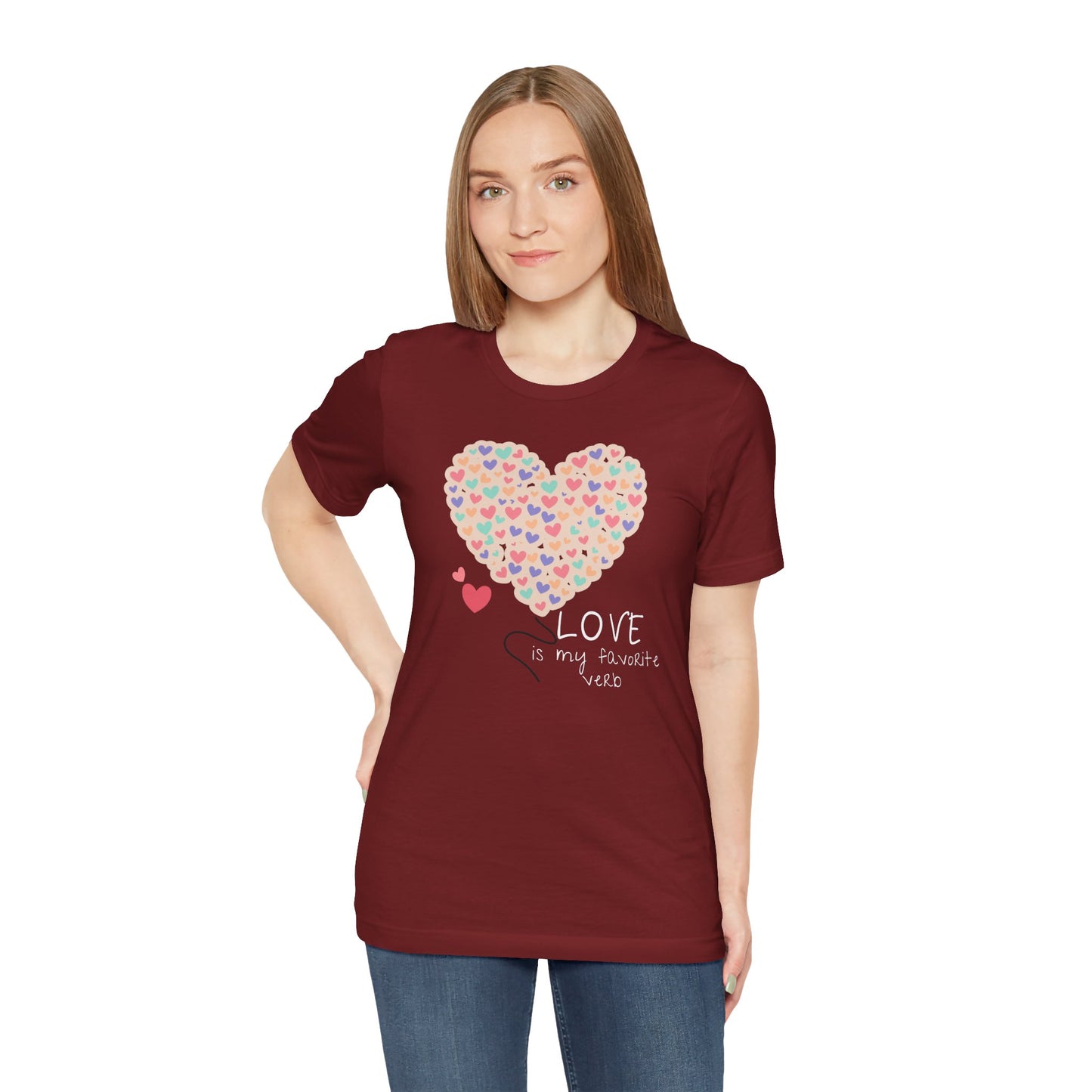 Love is my favorite verb Unisex Jersey Short Sleeve Tee