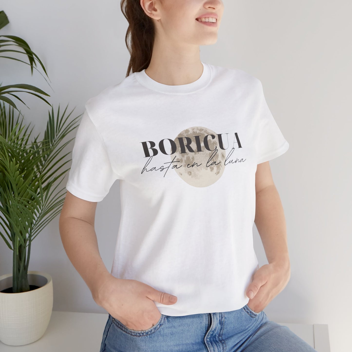 Boricua hasta en la luna Unisex Jersey Short Sleeve Tee