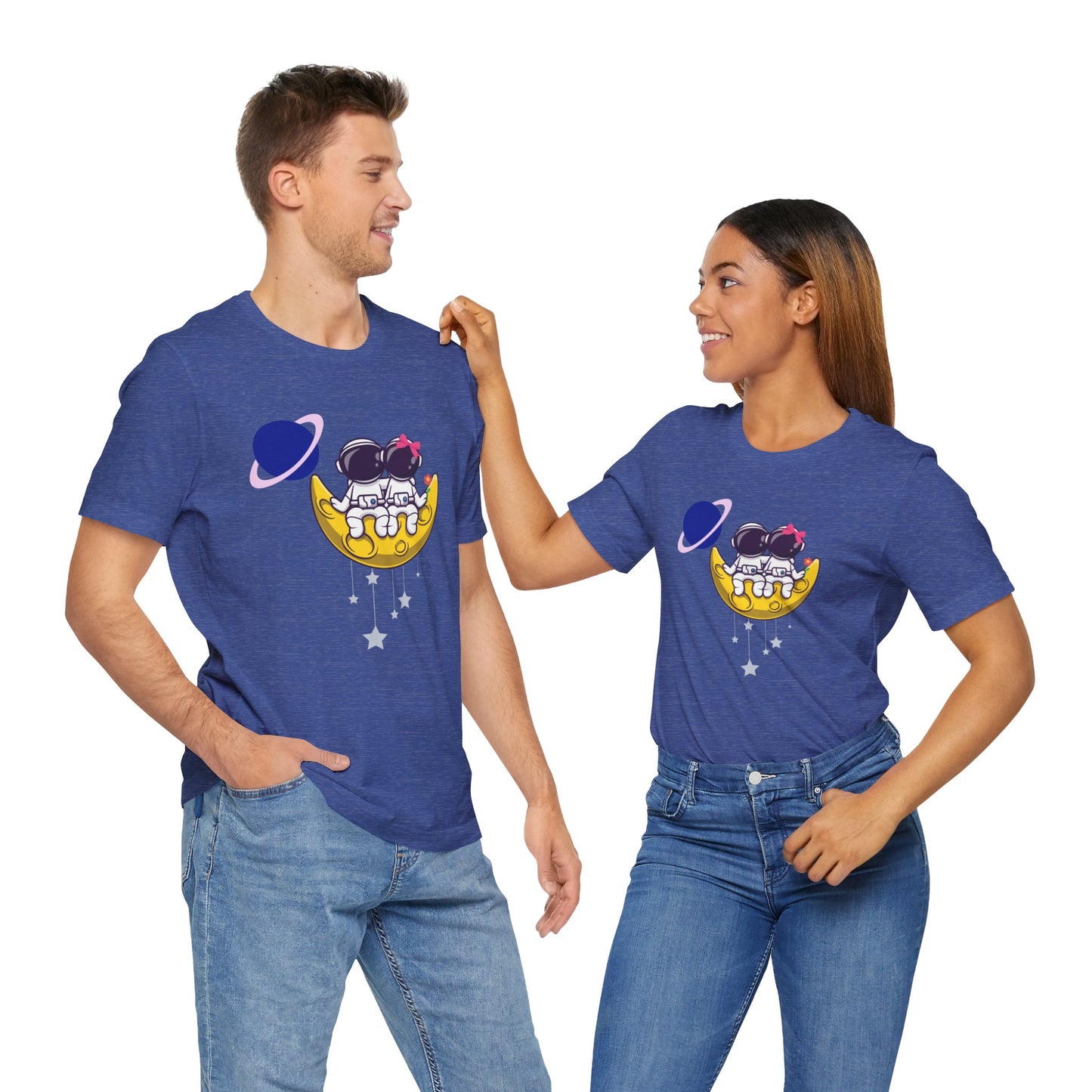 Couple in space Unisex Jersey Short Sleeve Tee