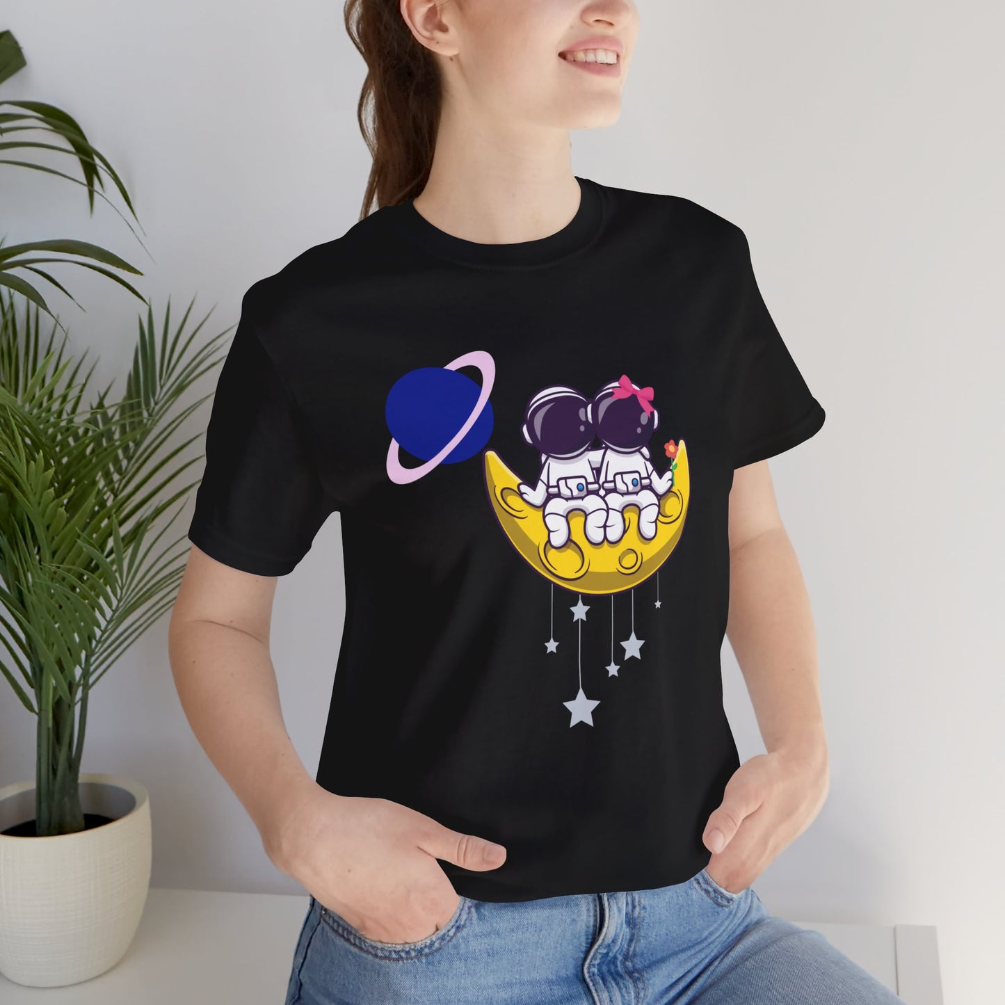 Couple in space Unisex Jersey Short Sleeve Tee