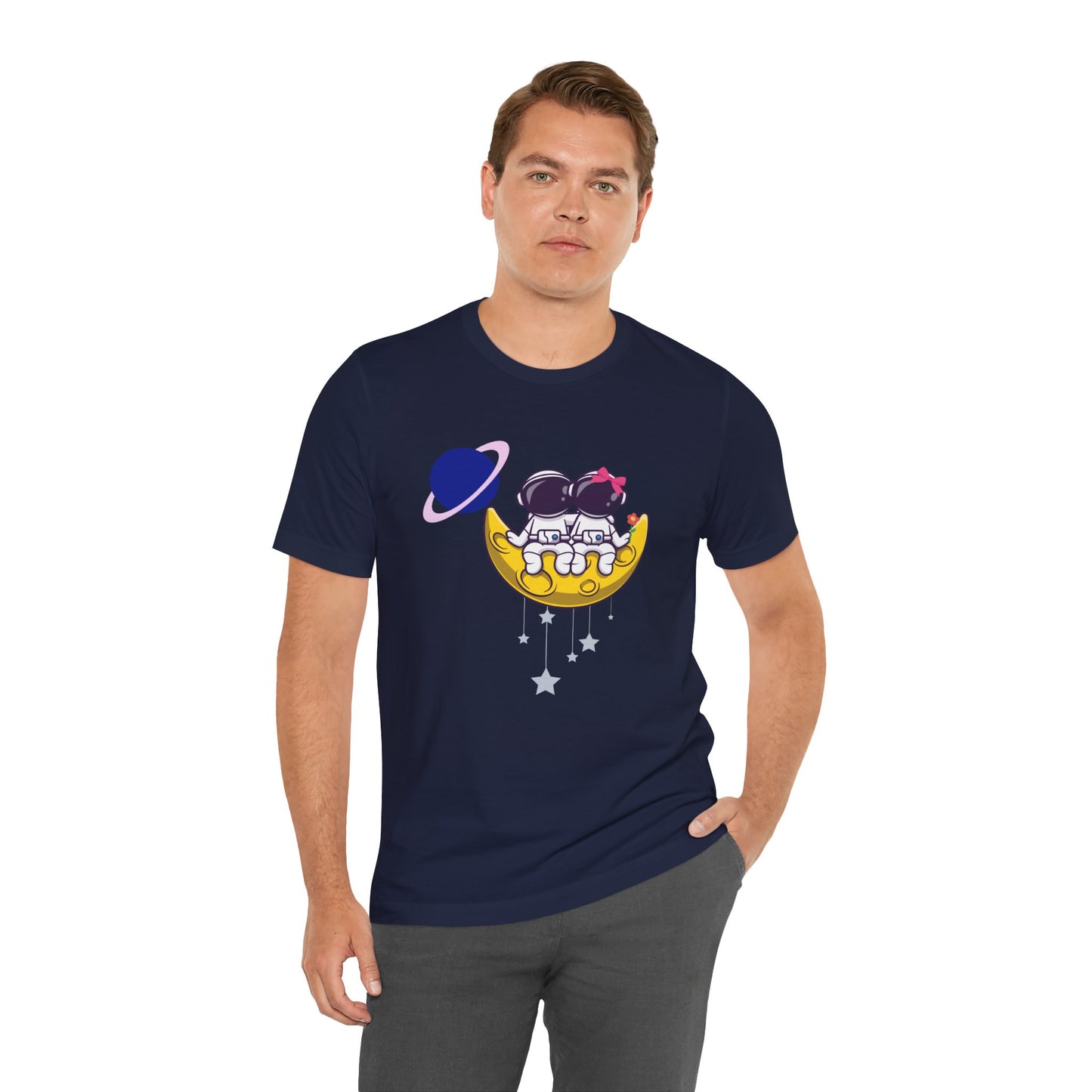 Couple in space Unisex Jersey Short Sleeve Tee