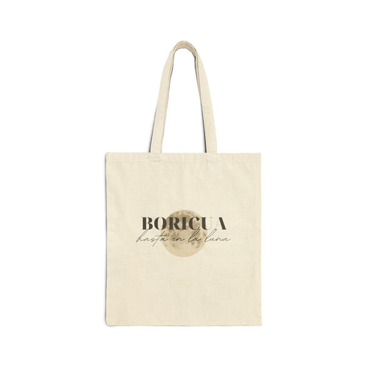 Boricua hasta en la luna Cotton Canvas Tote Bag