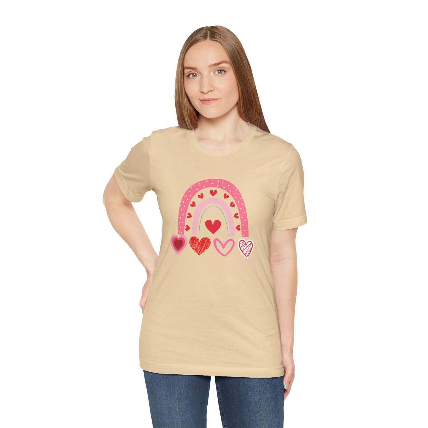 Rainbow and Hearts Unisex Jersey Short Sleeve Tee