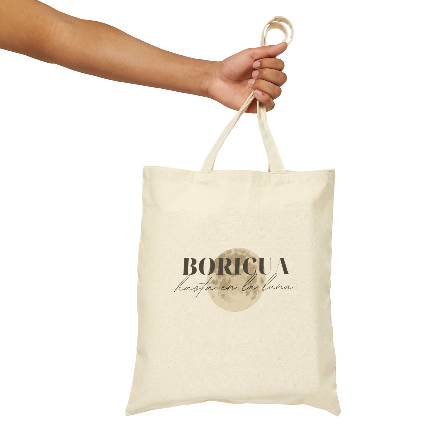 Boricua hasta en la luna Cotton Canvas Tote Bag