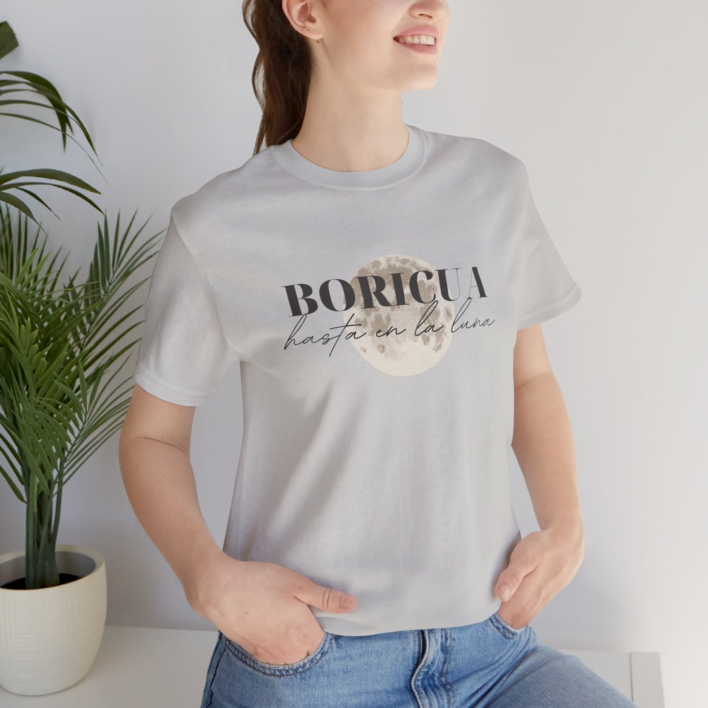 Boricua hasta en la luna Unisex Jersey Short Sleeve Tee