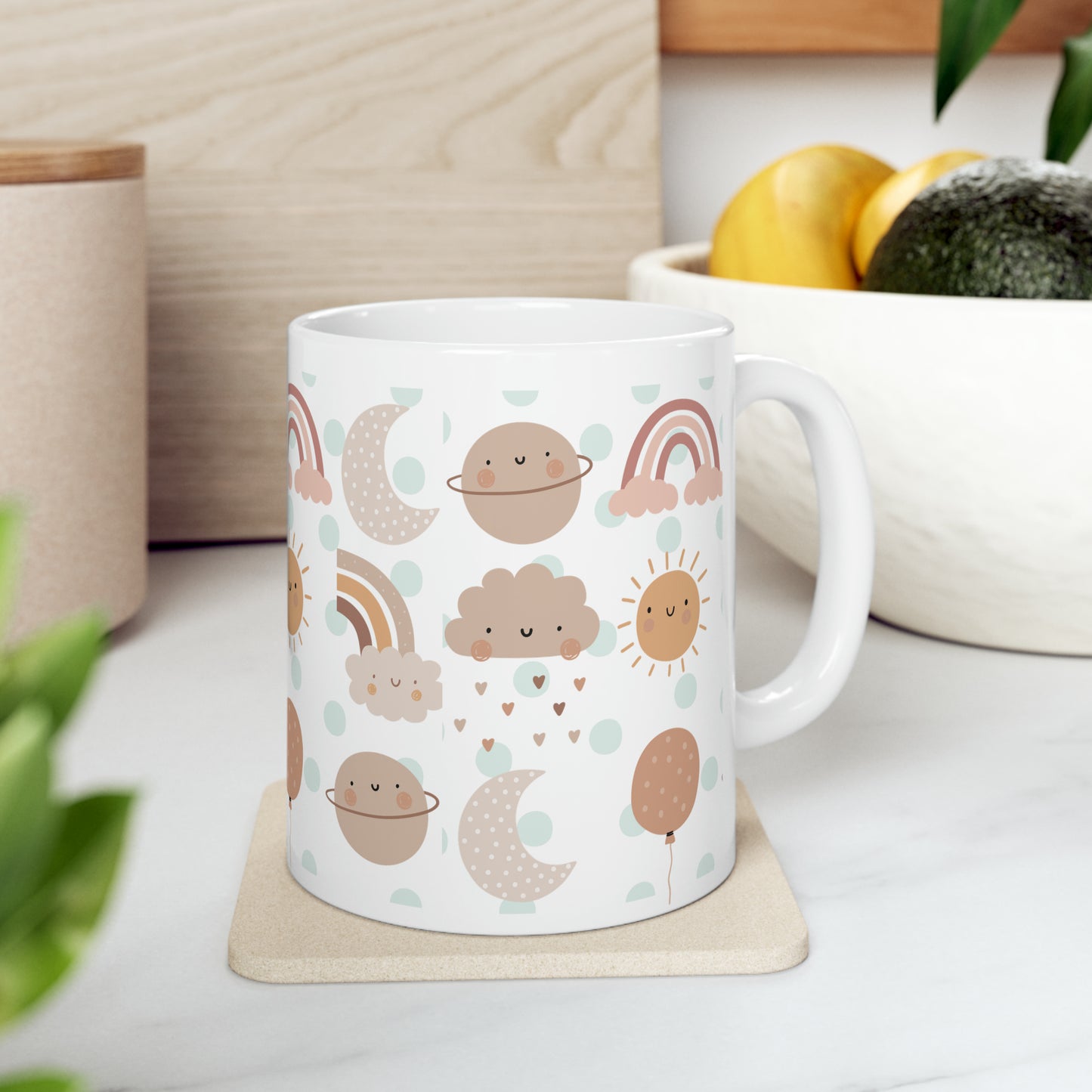 Rainbow, Sun and Moon Ceramic Mug 11oz