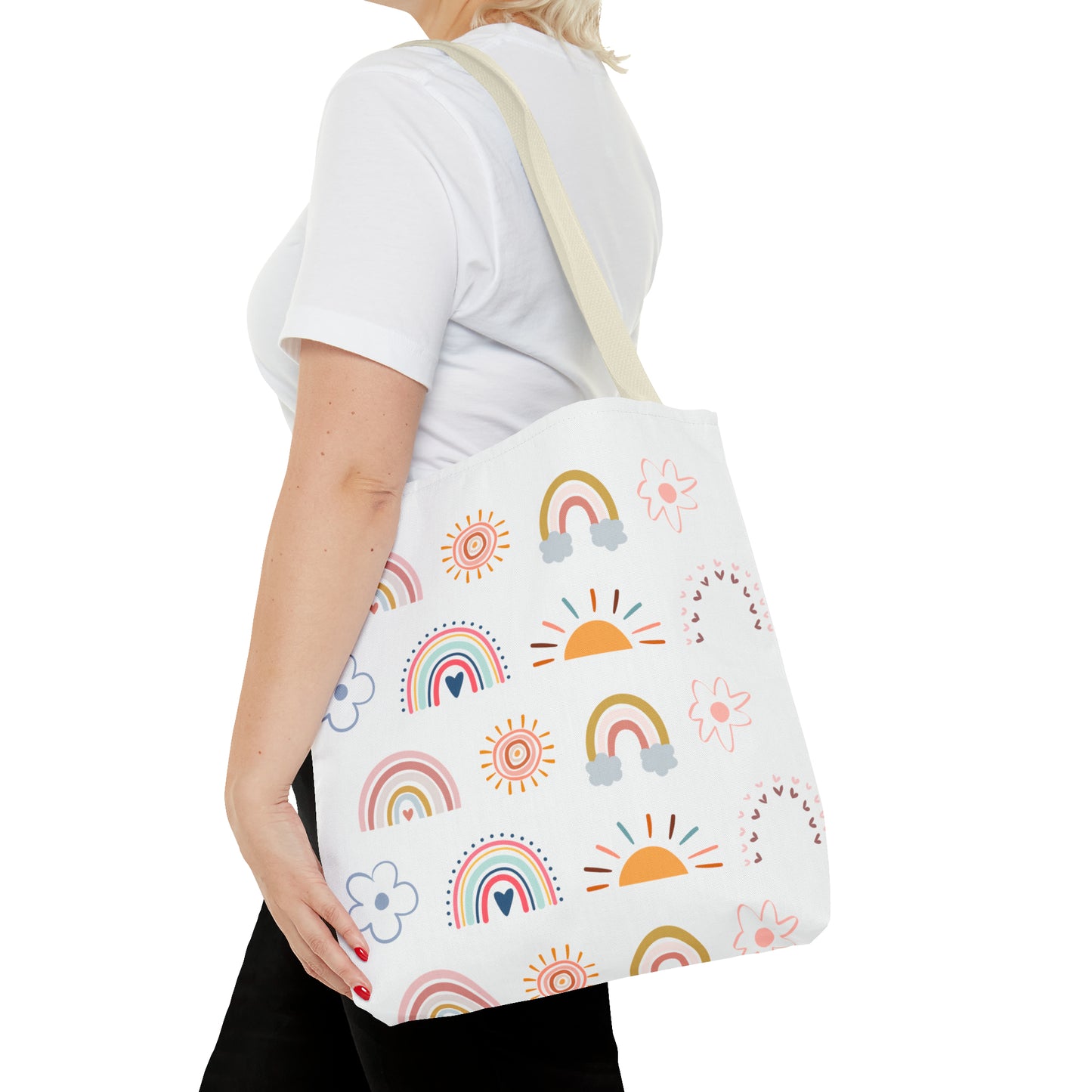 Rainbow, Sun and Flower (W) Tote Bag