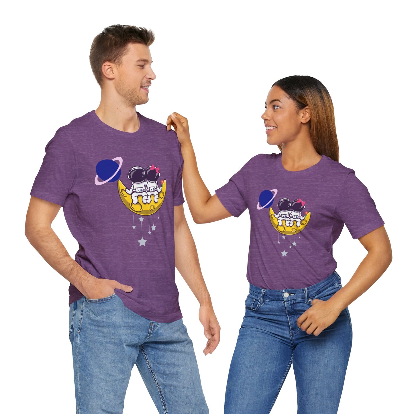 Couple in space Unisex Jersey Short Sleeve Tee