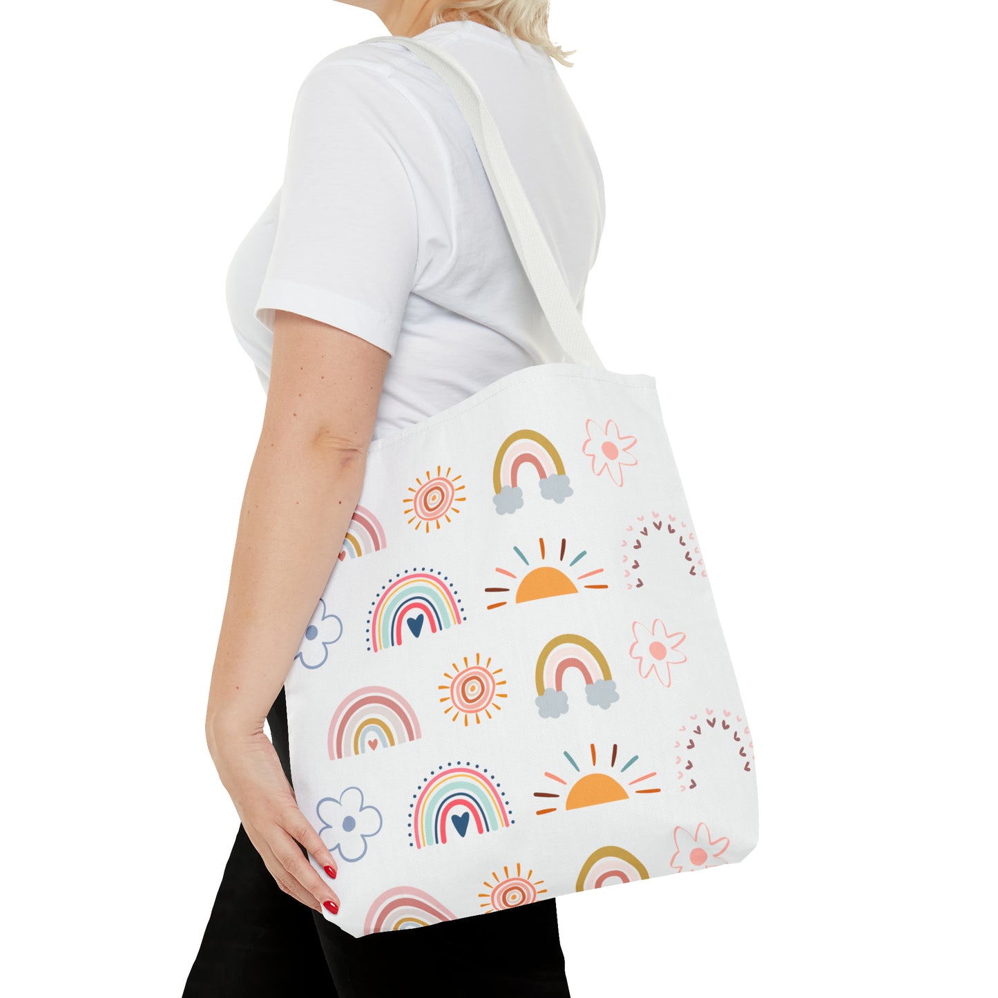 Rainbow, Sun and Flower (W) Tote Bag