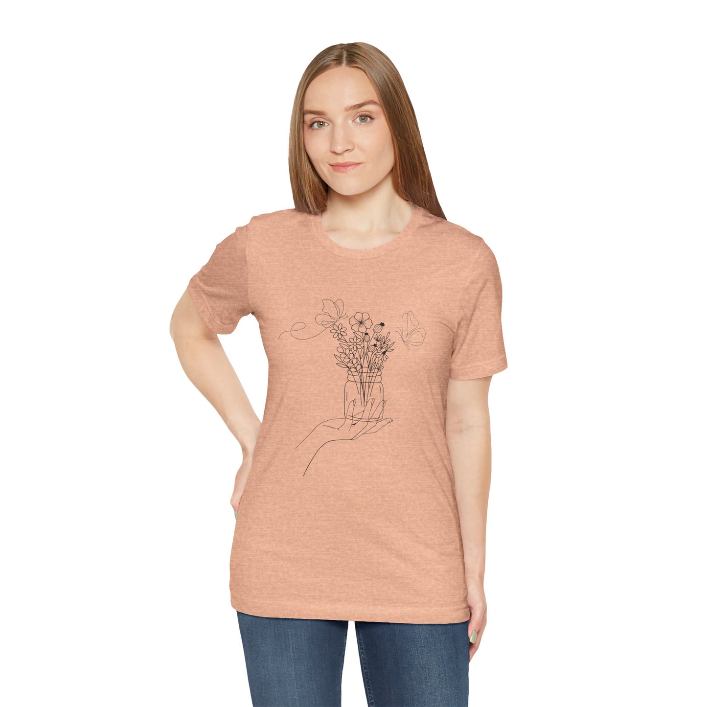 Flower Mason Jar Unisex Jersey Short Sleeve Tee