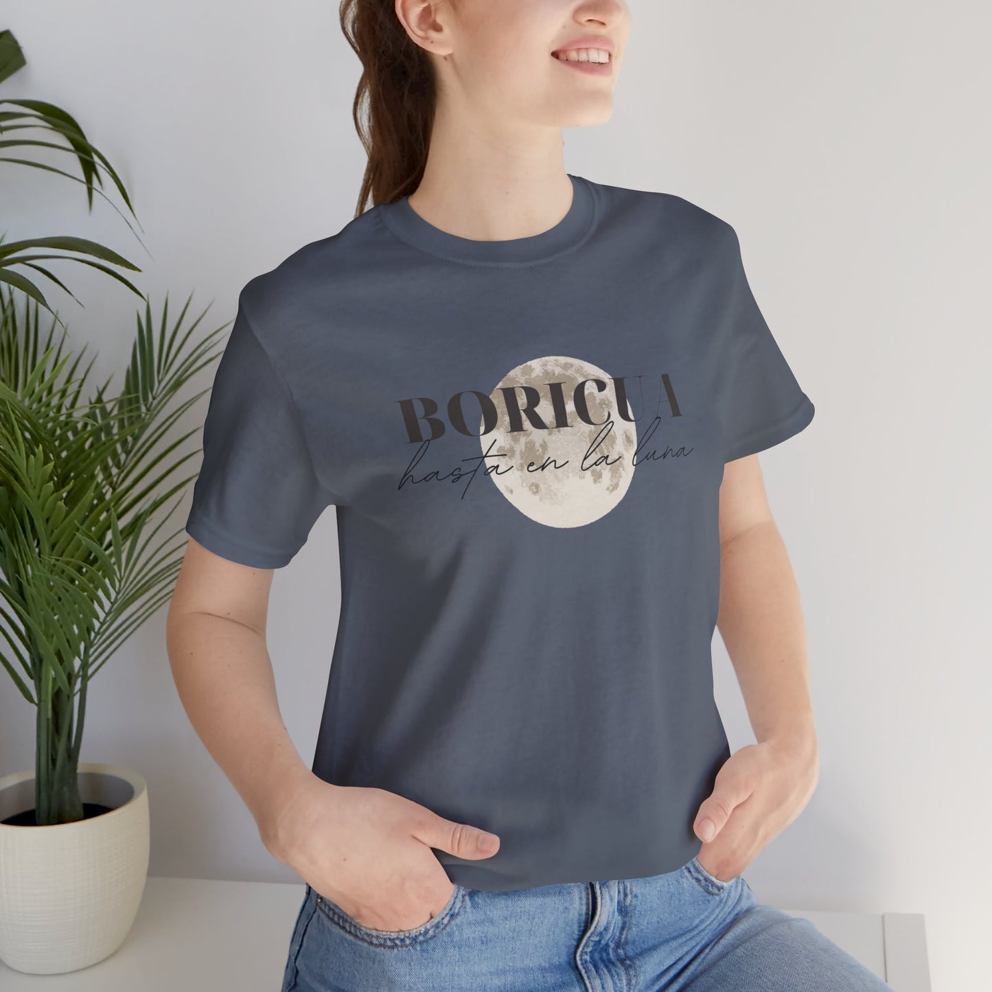 Boricua hasta en la luna Unisex Jersey Short Sleeve Tee