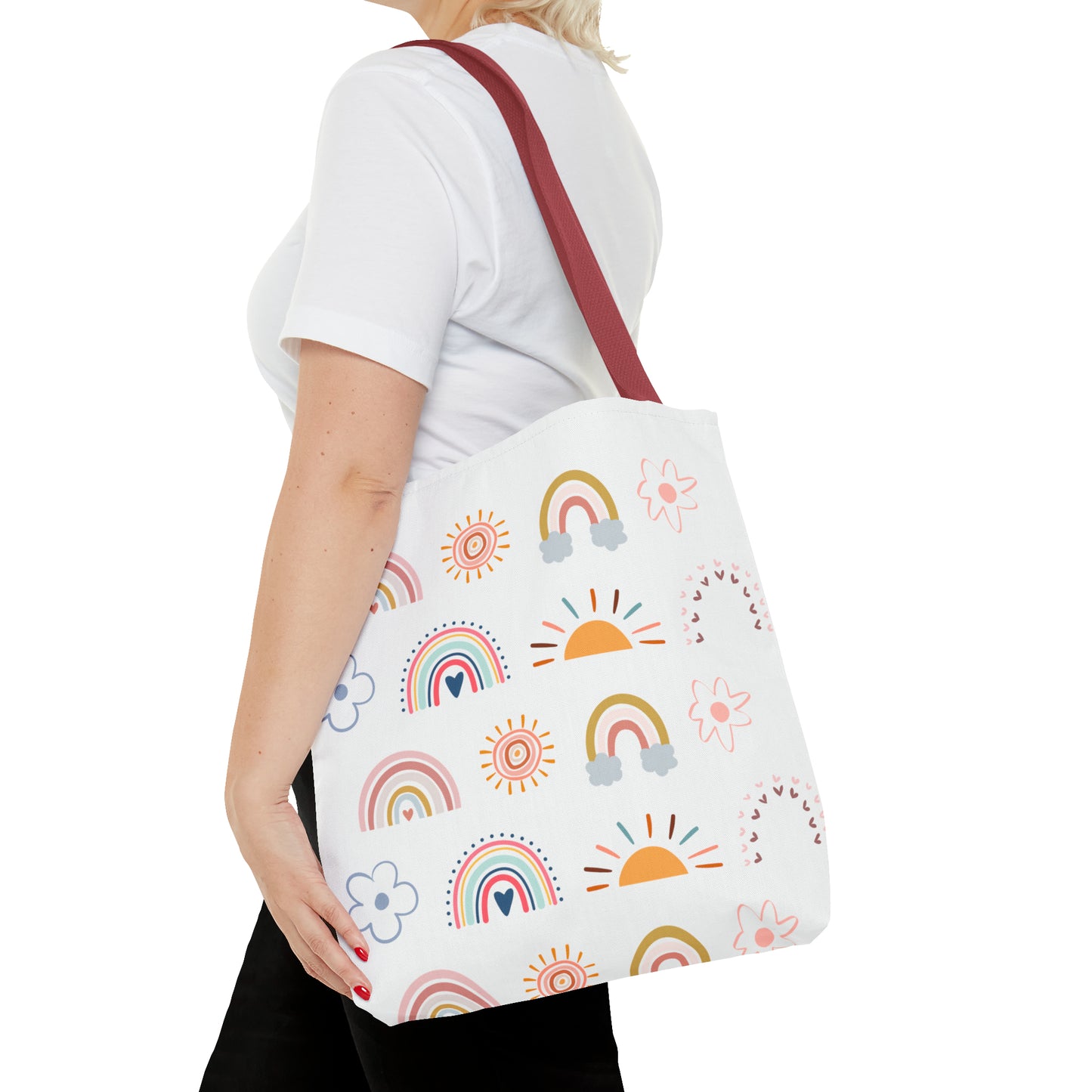 Rainbow, Sun and Flower (W) Tote Bag