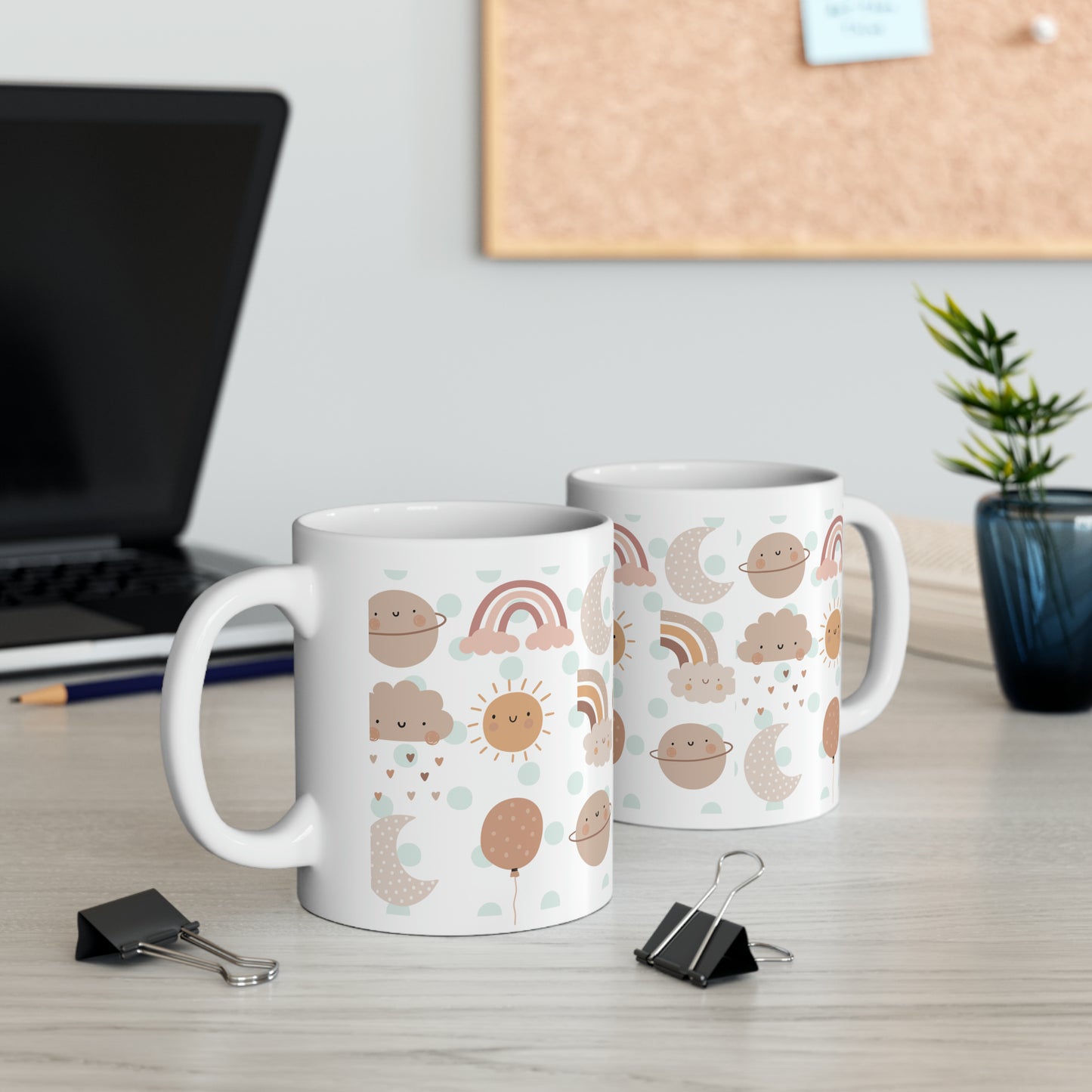 Rainbow, Sun and Moon Ceramic Mug 11oz