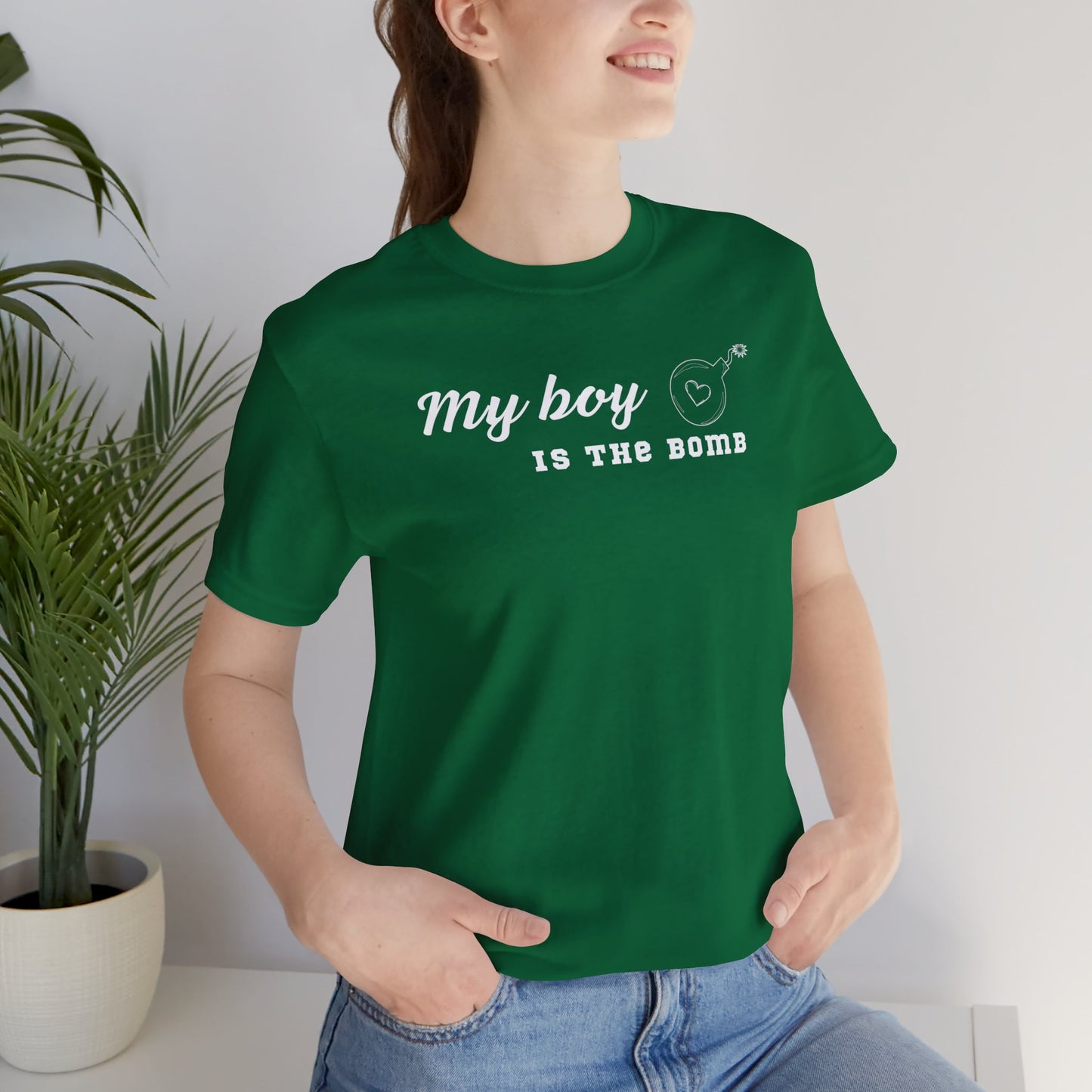 My boy is the bomb Unisex Jersey Short Sleeve Tee