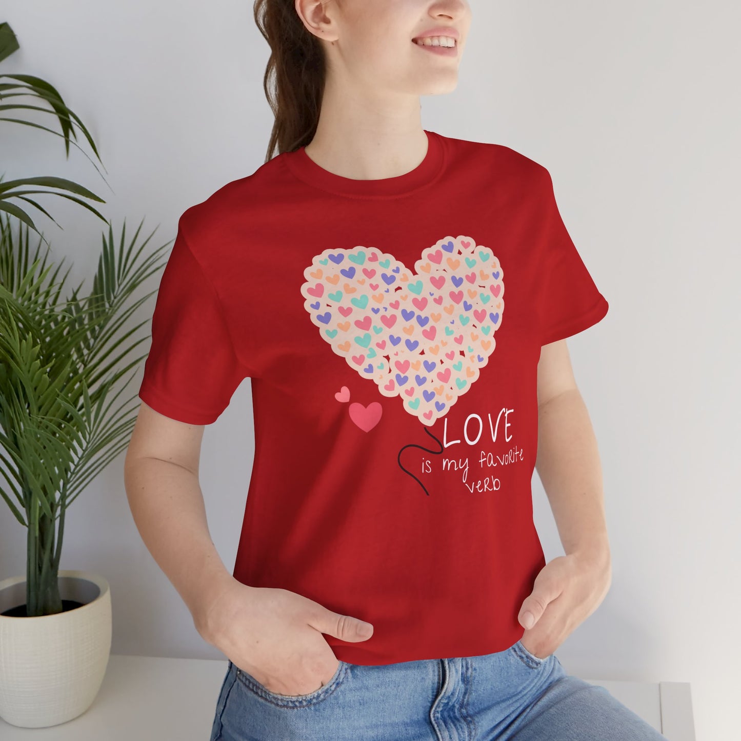 Love is my favorite verb Unisex Jersey Short Sleeve Tee