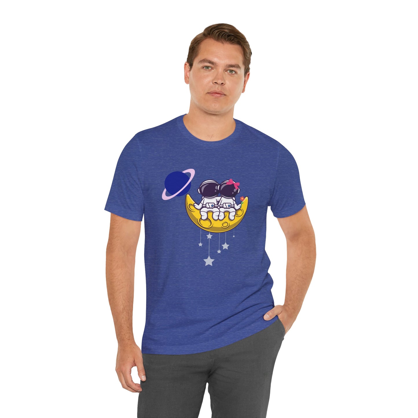 Couple in space Unisex Jersey Short Sleeve Tee