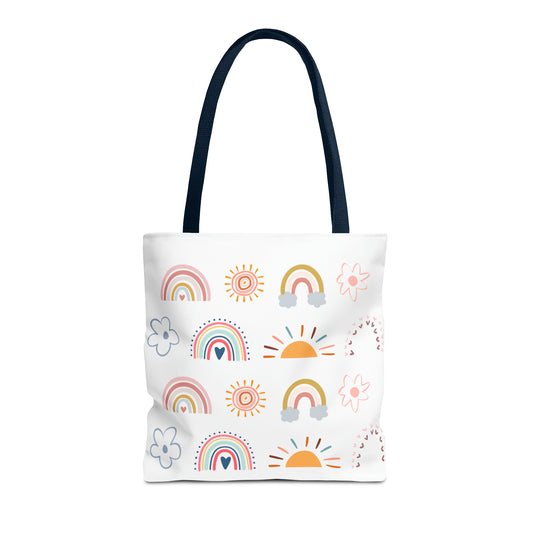 Rainbow, Sun and Flower (W) Tote Bag